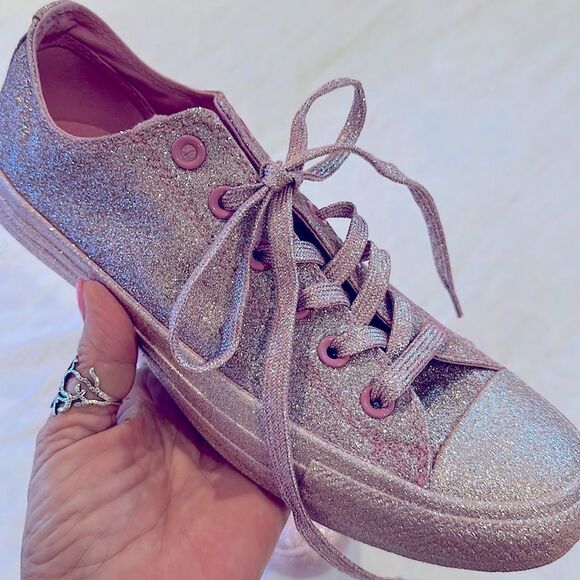 Converse Pink Glitter Athletic Shoes All Star Chuck’s Men’s 7 Women’s 9 - Picture 3 of 14